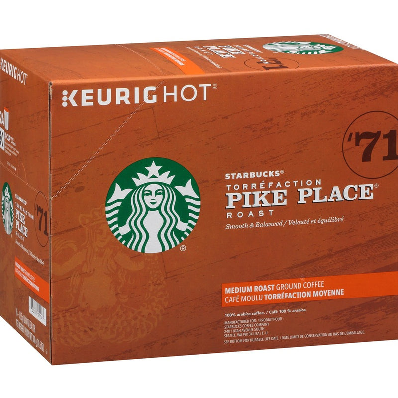 Starbucks® K-Cup Pike Place Roast Coffee, Compatible with Keurig Brewer, Medium, 24/Box, 4/Carton (SBK12434812CT) Case of 4