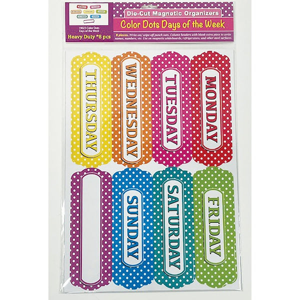 Ashley Magnetic Chalkboard Days of the Week - 8 - Write on/Wipe off - Multicolor (ASH19023) Each