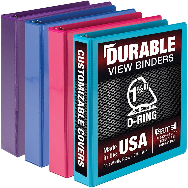 Samsill Durable 1.5 Inch View D-Ring Binder - Fashion Assortment 4 Pack (SAMMP46459) Pack of 4