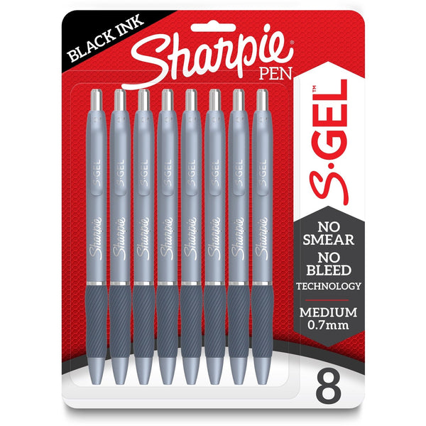 Sharpie S-Gel Pens - Medium Pen Point - 0.7 mm Pen Point Size - Black Gel-based Ink - Fashion Blue Metal Barrel - 8 / Pack (SAN2169764) Pack of 8