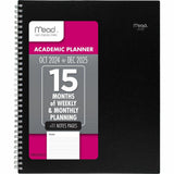 Mead Basic Weekly Monthly Planner, Black, Large, 8 1/2" x 11", 15 Month, October 2025 to December 2026 (AAGCRW62005) Each