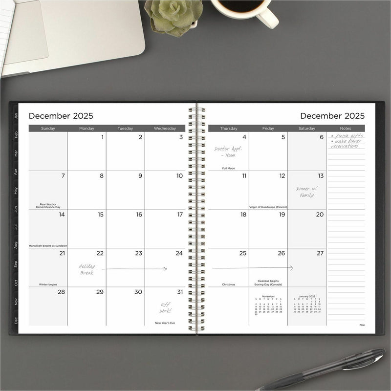 Mead Basic Weekly Monthly Planner, Black, Large, 8 1/2" x 11", 15 Month, October 2025 to December 2026 (AAGCRW62005) Each