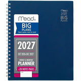 Mead 2026-2027 BIG PLANS Weekly Monthly Planner, Navy, Large, 8½" x 11", 15-Month, Oct 2026-Dec 2027 (AAGCRW63020) Each