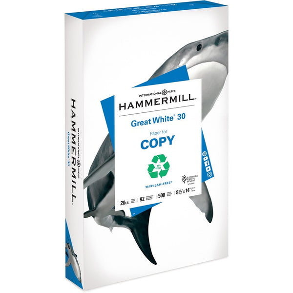 Hammermill Paper for Copy 8.5x14 Laser, Inkjet Recycled Paper - White - Recycled - 92 Brightness - Legal - 8 1/2" x 14" - 20 lb Basis Weight - 30 / Pallet (HAM86704PL)