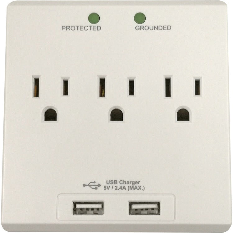 Compucessory Wall Charger Station - 3 x AC, 2 x USB - 2.40 A (CCS25674) Each