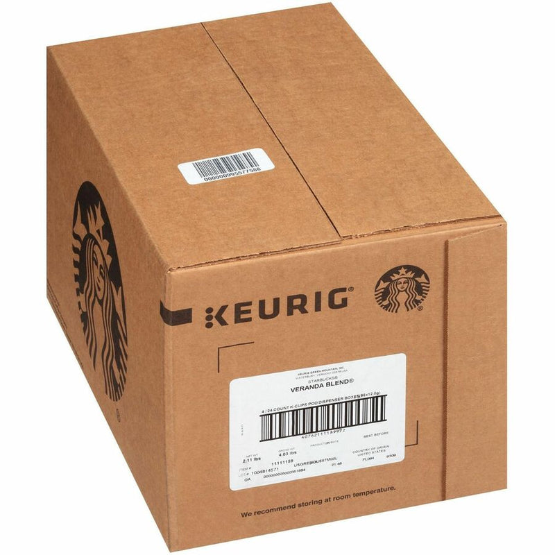 Starbucks® K-Cup Veranda Blend Coffee, Compatible with Keurig Brewer, Light, 24/Box, 4/Carton (SBK12434950CT) Case of 4