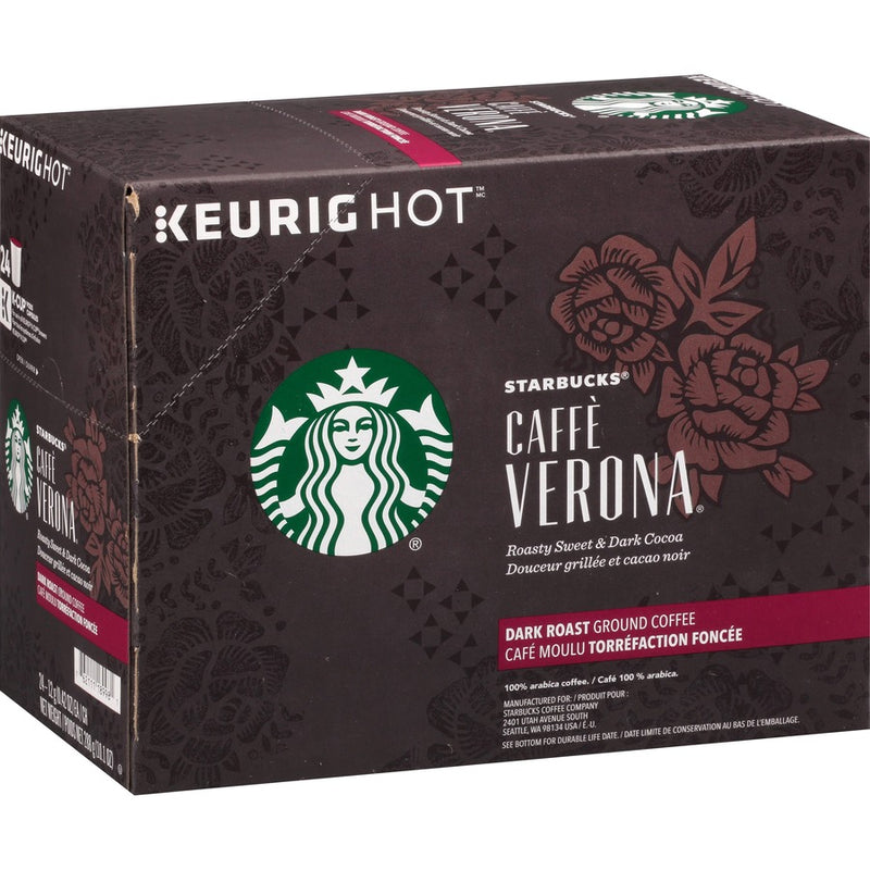 Starbucks® K-Cup Caffe Verona Coffee, Compatible with Keurig Brewer, 24/Box, 4/Carton (SBK12434951CT) Case of 4