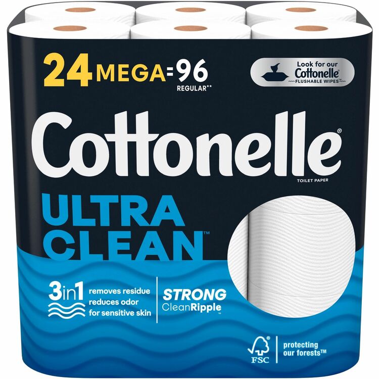 Cottonelle Ultra Clean Toilet Paper - 1 Ply - 312 Sheets/Roll - 24 / Pack (KCC54161)