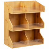 Mind Reader Bali 6-Compartment Storage Organizer, 15.25" x 6.25" x 13", Brown, 6 Compartment(s), Bamboo (EMS3T2TWDBRN) Each