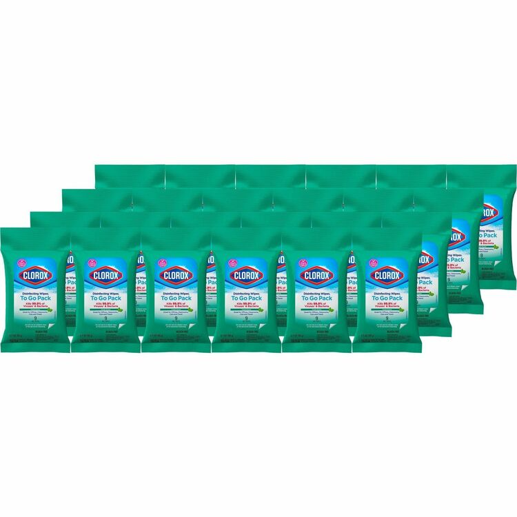 Clorox On The Go Bleach-Free Disinfecting Wipes - Ready-To-Use Wipe - Fresh Scent - 9 / Pack - 24 / Carton - White (CLO60133CT)