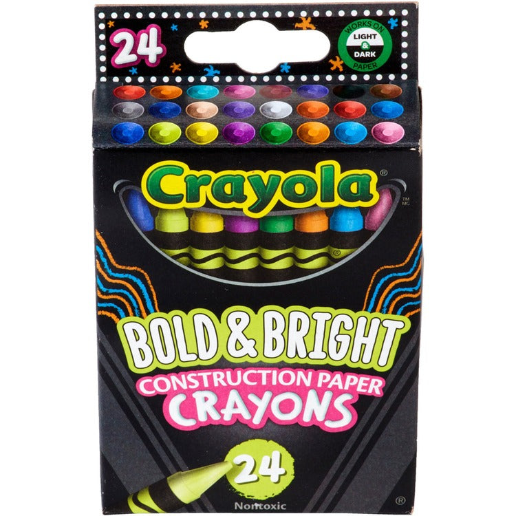 Crayola Construction Paper Crayons - Art, Paper, Cardboard - 1 Pack - Assorted (CYO523463) Pack of 24