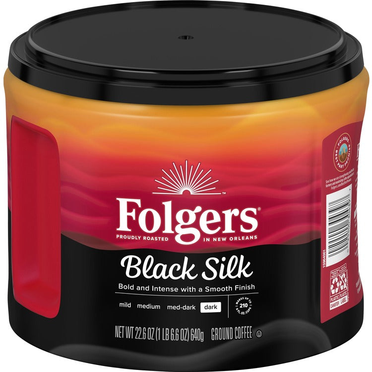 Folgers&reg; Ground Black Silk Dark Ground Coffee - Dark - 22.6 oz (FOL30439) Each