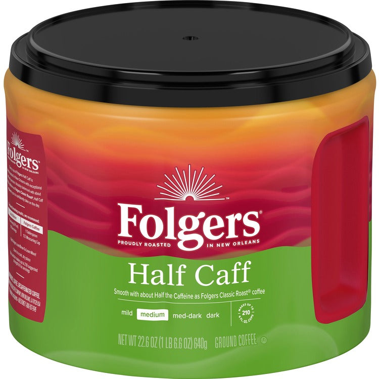 Folgers&reg; 1/2 Caff Coffee - Medium - 22.6 oz (FOL30444) Each