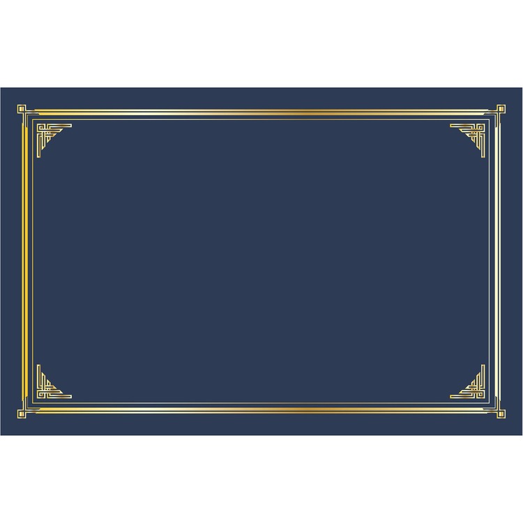 Geographics Certificate Holder - Linen - Gold Foil, Navy Blue - 10 / Pack (GEO48761) Pack of 10