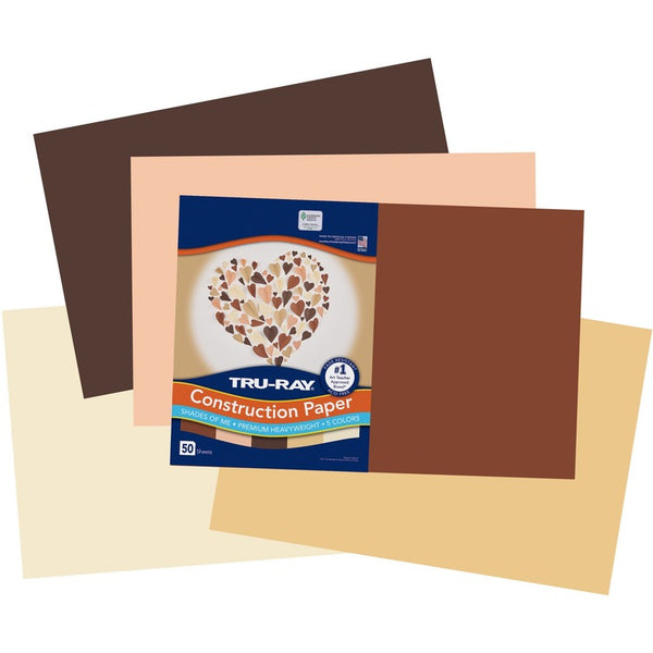 Tru-Ray Construction Paper, 12"Width x 18"Length, 76 lb Basis Weight, 50 / Pack, Assorted Colors (PACP102950) Pack of 50