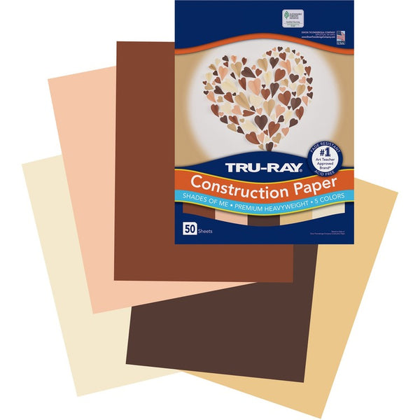 Tru-Ray Construction Paper, 9"Width x 12"Length, 76 lb Basis Weight, 50/Pack, Assorted Colors (PACP102949) Pack of 50