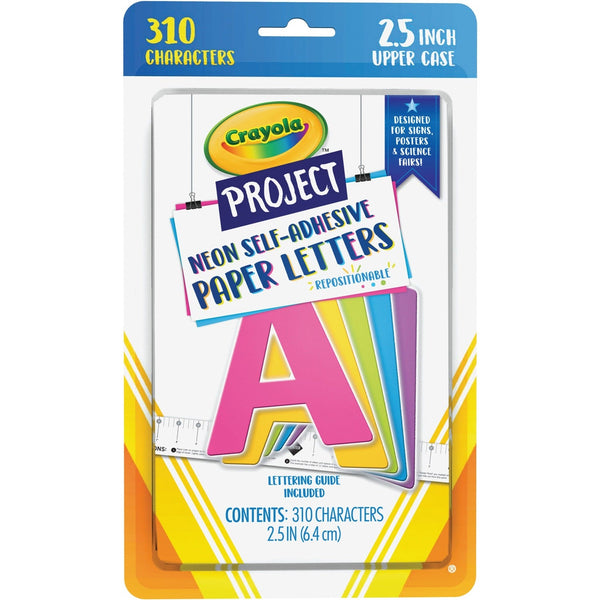 Crayola Self-Adhesive Paper Letters - Self-adhesive - Assorted Neon - Paper - 310 / Pack (PACP1647CRA) Pack of 310