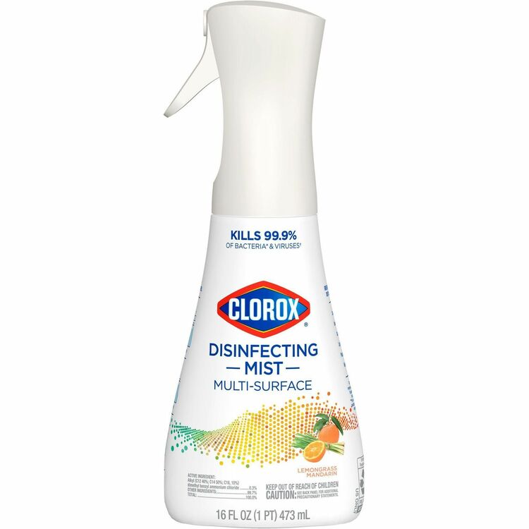 Clorox Multi-surface Disinfecting Mist - Spray - 16 fl oz (0.5 quart) - Lemongrass Scent - White (CLO60151)