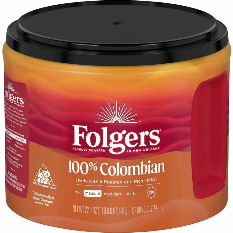 Folgers&reg; Ground 100% Colombian Coffee - Medium - 22.6 oz (FOL30445) Each