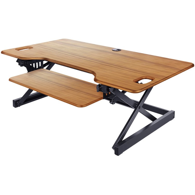 Rocelco DADRT- 46 Sit Stand Desk Riser - Desktop - Teak (RCLRDADRT46)