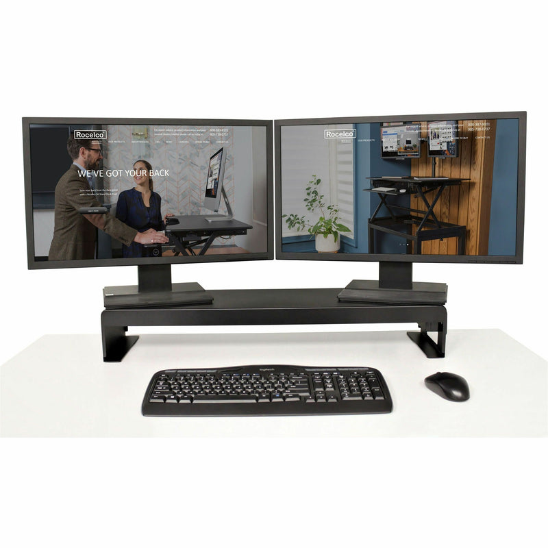 Rocelco Dual Monitor Stand AC-USB, 4.75" Height x 30" Width x 9" Depth (RCLRDMS) Each