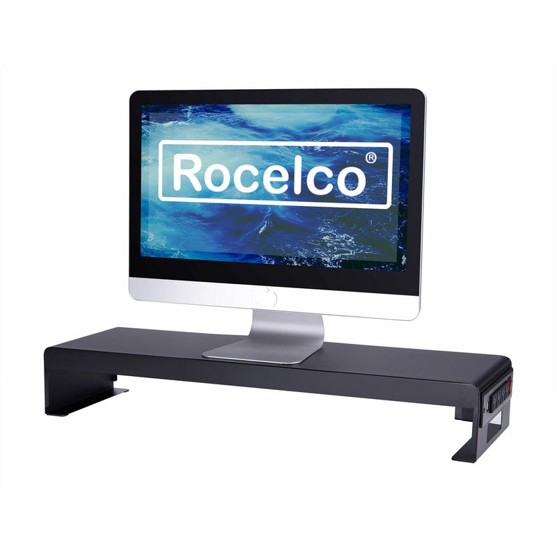 Rocelco Dual Monitor Stand AC-USB, 4.75" Height x 30" Width x 9" Depth (RCLRDMS) Each