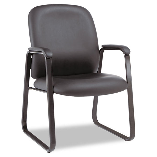 Alera® Alera Genaro Bonded Leather High-Back Guest Chair, 24.60" x 24.80" x 36.61", Black Seat, Black Back, Black Base (ALEGE43LS10B)