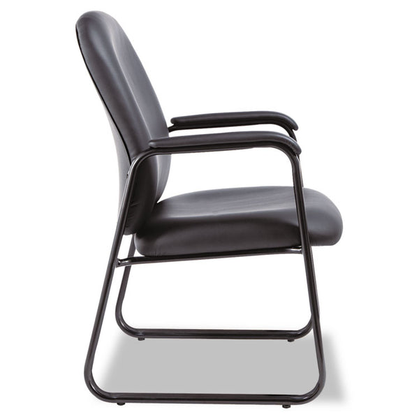 Alera® Alera Genaro Bonded Leather High-Back Guest Chair, 24.60" x 24.80" x 36.61", Black Seat, Black Back, Black Base (ALEGE43LS10B)