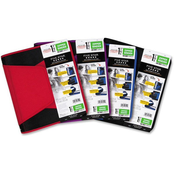 Mead Zipper Binder - 500 Sheet Capacity - 3 x Ring Fastener(s) - 3 Pocket(s) - Multi-colored (MEA28012)