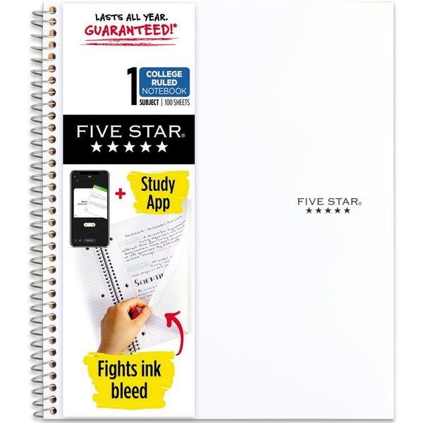 Mead Five Star Wirebound Notebook, 1 Subject, College Ruled, 11" x 8 1/2" , White (MEA72456)