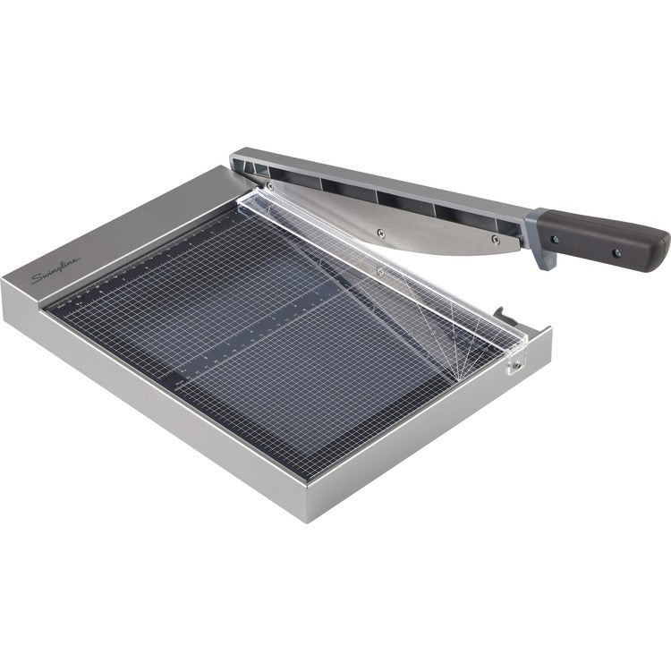 Swingline ClassicCut Guillotine Glass Trimmer - 15 Sheet Cutting Capacity - 12" Cutting Length - Safety Latch - Tempered Glass - Gray (SWI10013) Each