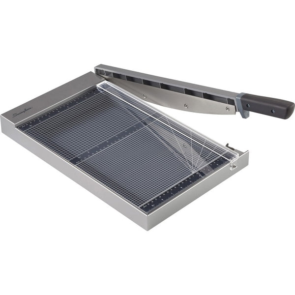 Swingline ClassicCut Guillotine Glass Trimmer - 15 Sheet Cutting Capacity - 15" Cutting Length - Safety Latch - Tempered Glass - Gray (SWI10014)