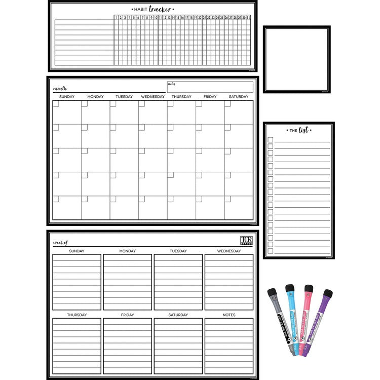 Teacher Created Resources Black & White Dry-Erase Magnetic Calendar Set - Black, White (TCR77407)