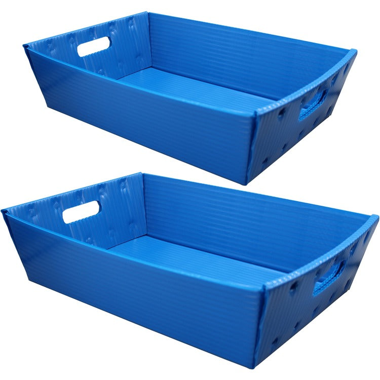 Flipside Plastic Welded Letter Trays - 4.5", x 18" x 12" Depth - Blue - Plastic - 2 / Pack (FLP40361)