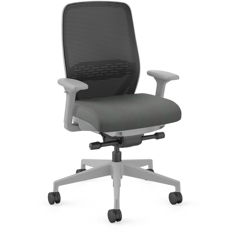HON Nucleus Task Chair KD - Black Fabric Seat - Black Back - Titanium Frame - Armrest (HONNR12SAMC19BI) Each