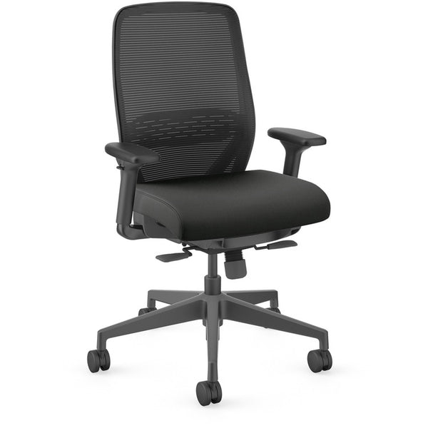 HON Nucleus Task Chair KD - Black Fabric Seat - Black Back - Armrest (HONNR11SAMU10BT)