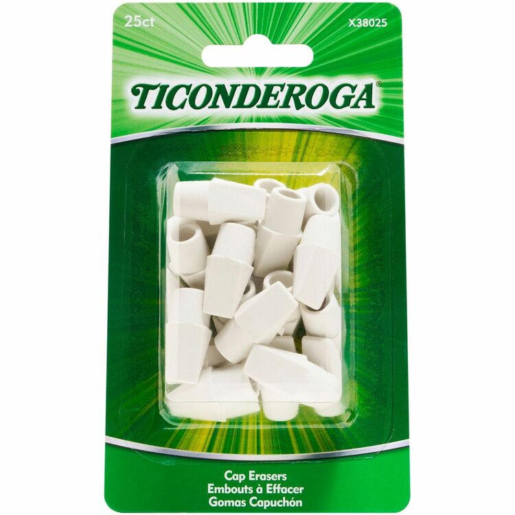 Ticonderoga White Erasers - White - Wedge - Vinyl - 25 / Pack - Latex-free, Non-toxic, Smudge-free (DIXX38025) Pack of 25