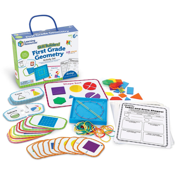 Learning Resources Skill Builders! First Grade Geometry Activity Set - Theme/Subject: Fun - Skill Learning: Geometry, Shape, Fraction - 128 Pieces - 6-10 Year (LRNLER1239) Each