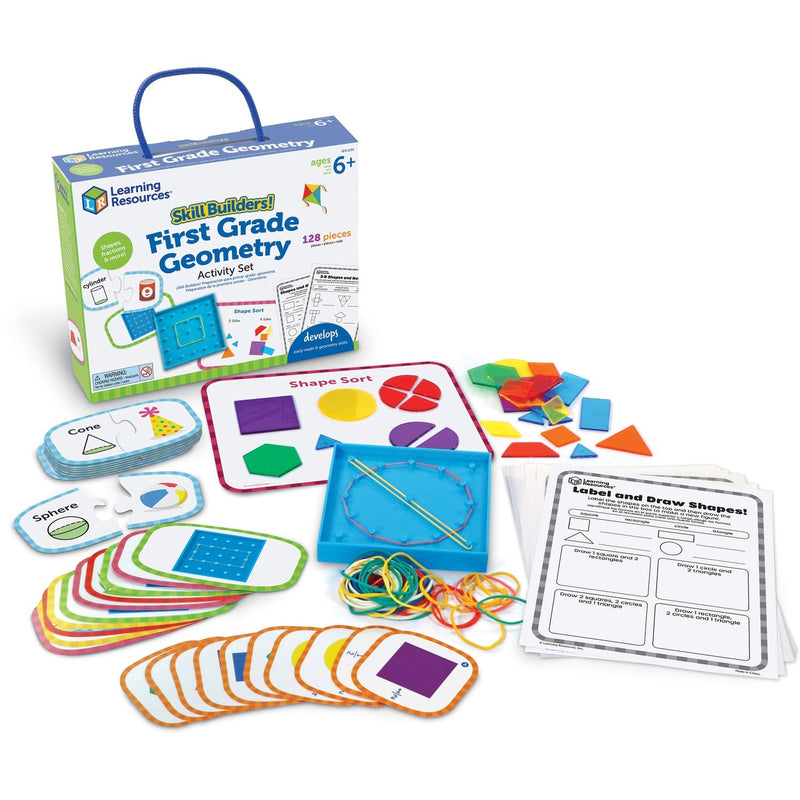 Learning Resources Skill Builders! First Grade Geometry Activity Set - Theme/Subject: Fun - Skill Learning: Geometry, Shape, Fraction - 128 Pieces - 6-10 Year (LRNLER1239) Each