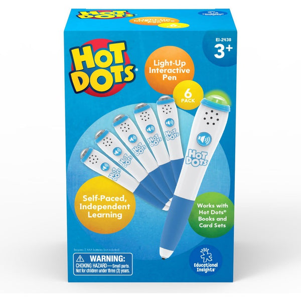 Hot Dots Light-Up Interactive Pen, Pack of 6 - Theme/Subject: Fun - Skill Learning: Sound, Audio Feedback, Visual, Light - 3-7 Year (EII2438) Each