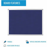 MasterVision Ayda Fabric Bulletin Board, 18" x 24" - 18" Board Height x 24" Board Width, Aluminum Frame (BVCFA02439214) Each