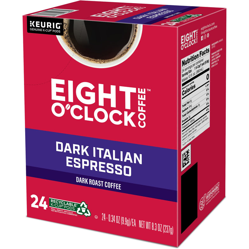 Eight O'Clock® K-Cup Dark Italian Espresso Coffee, Compatible with Keurig Brewer, Dark, 24/Box (GMT0631) Box of 24