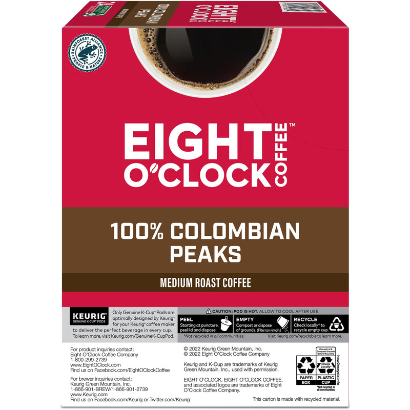 Eight O'Clock® K-Cup Colombian Peaks Coffee, Compatible with Keurig Brewer, Medium, 24/Box (GMT0632) Box of 24