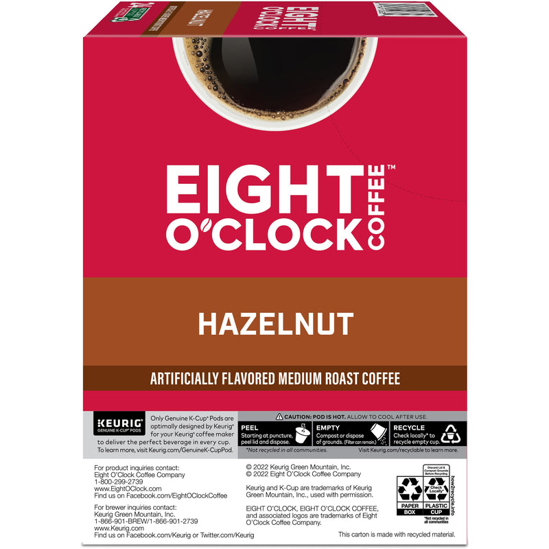 Eight O'Clock® K-Cup Hazelnut Coffee, Compatible with Keurig Brewer, Light/Medium, 24/Box (GMT0633) Box of 24