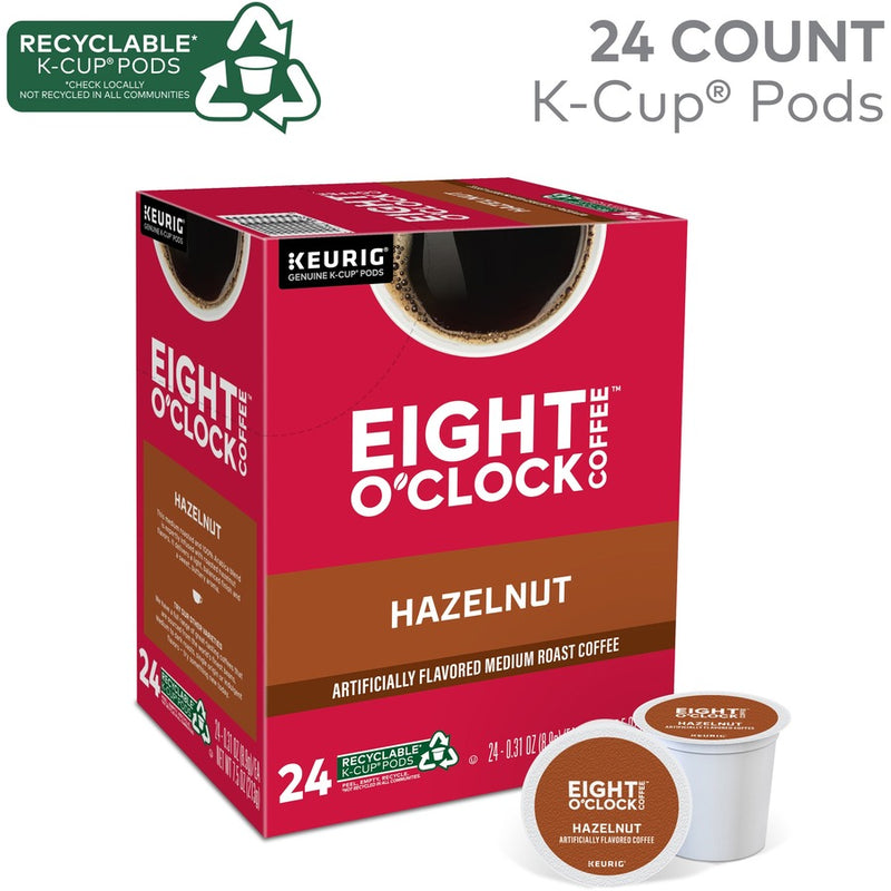 Eight O'Clock® K-Cup Hazelnut Coffee, Compatible with Keurig Brewer, Light/Medium, 24/Box (GMT0633) Box of 24