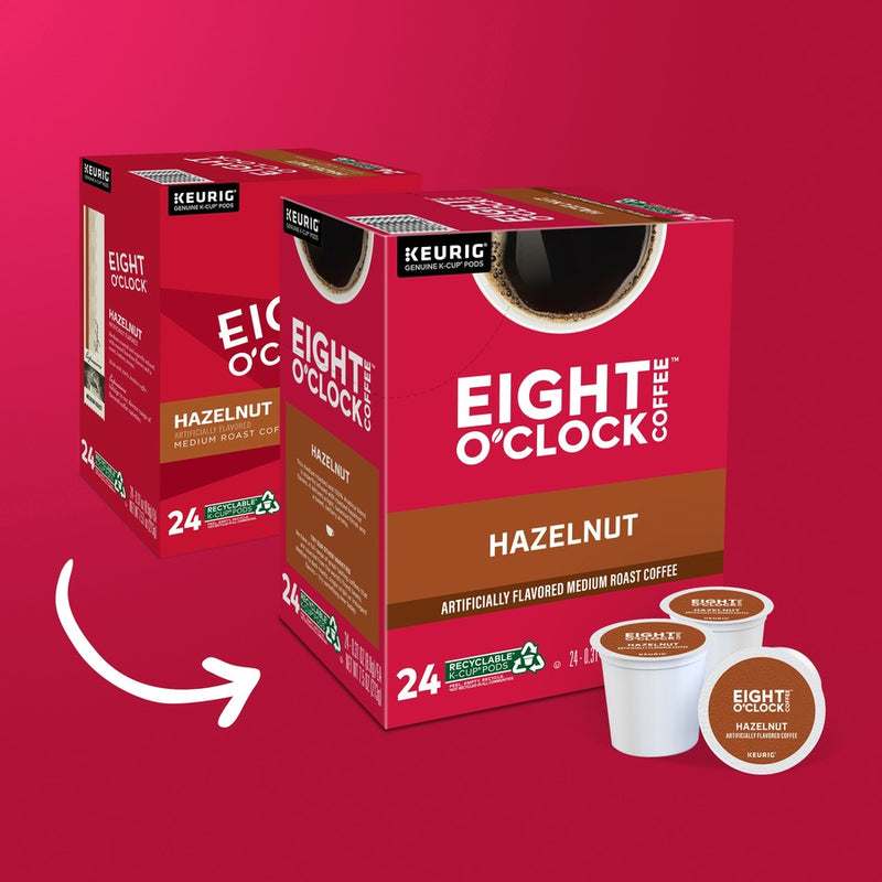 Eight O'Clock® K-Cup Hazelnut Coffee, Compatible with Keurig Brewer, Light/Medium, 24/Box (GMT0633) Box of 24