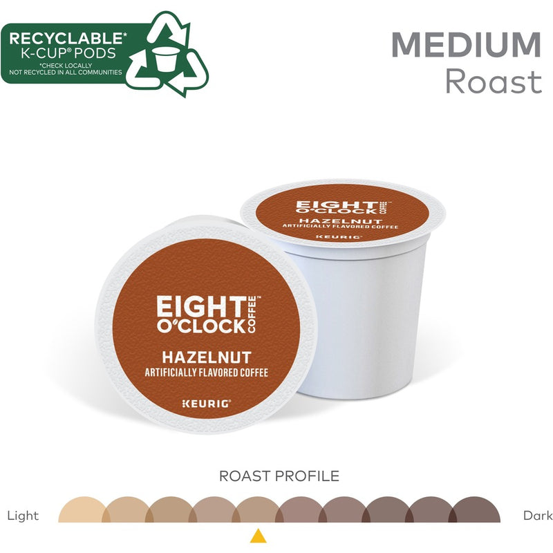 Eight O'Clock® K-Cup Hazelnut Coffee, Compatible with Keurig Brewer, Light/Medium, 24/Box (GMT0633) Box of 24