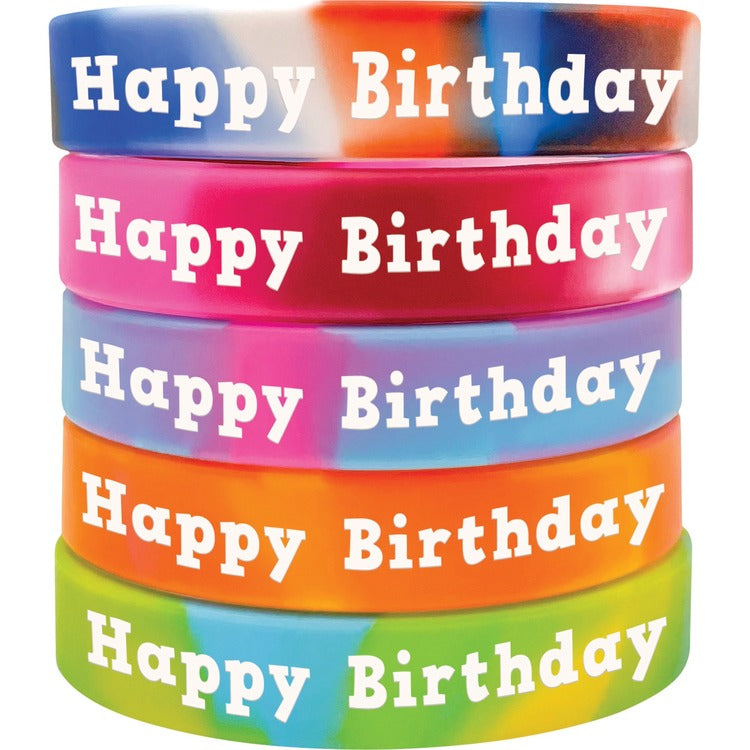 Teacher Created Resources Happy Birthday Wristbands - 10 / Set - Multi - Silicone (TCR6565) 1 Set