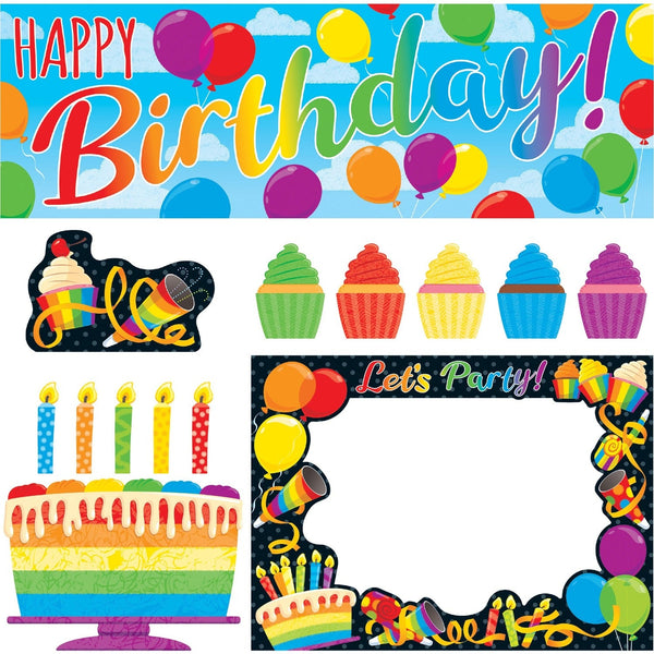 Trend Rainbow Birthday Wipe-Off Learning Set - Dry Erase Surface, Durable, Reusable (TEPT19002) Each