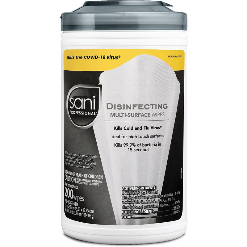 PDI Sani-Cloth Multi-Surface Disinfecting Wipes - Ready-To-Use Wipe - 200 / Tub - 6 / Carton - White (PDIP22884CT) Case of 6